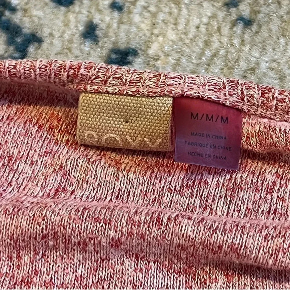 Roxy scoop neck slub knit long sleeve pull over with pockets medium pink / red - Picture 2 of 7